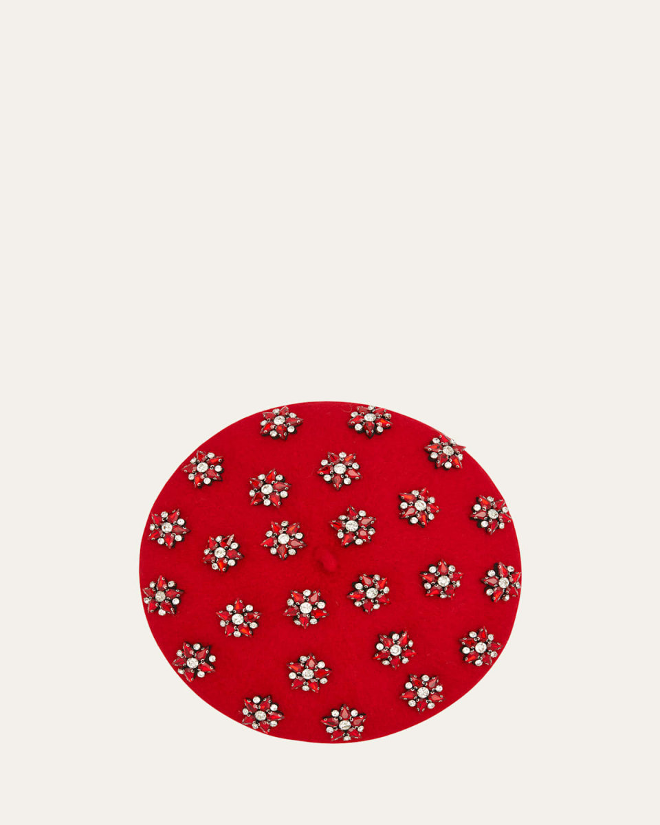 Allover Flower Crystal Beret